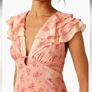 FREEPEOPLE Joaquin Floral Ruffle Plunge Dress, NWT! Size Small